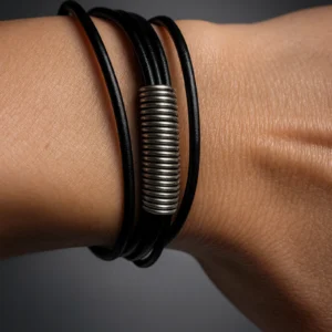 Midnight Coil Leather Wrap Bracelet