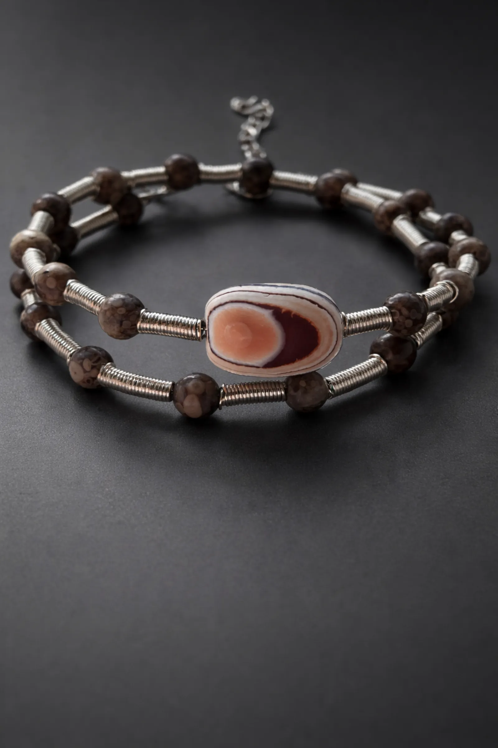 Earth Layers Wrap Bracelet – Agate & Maifanite - Image 3