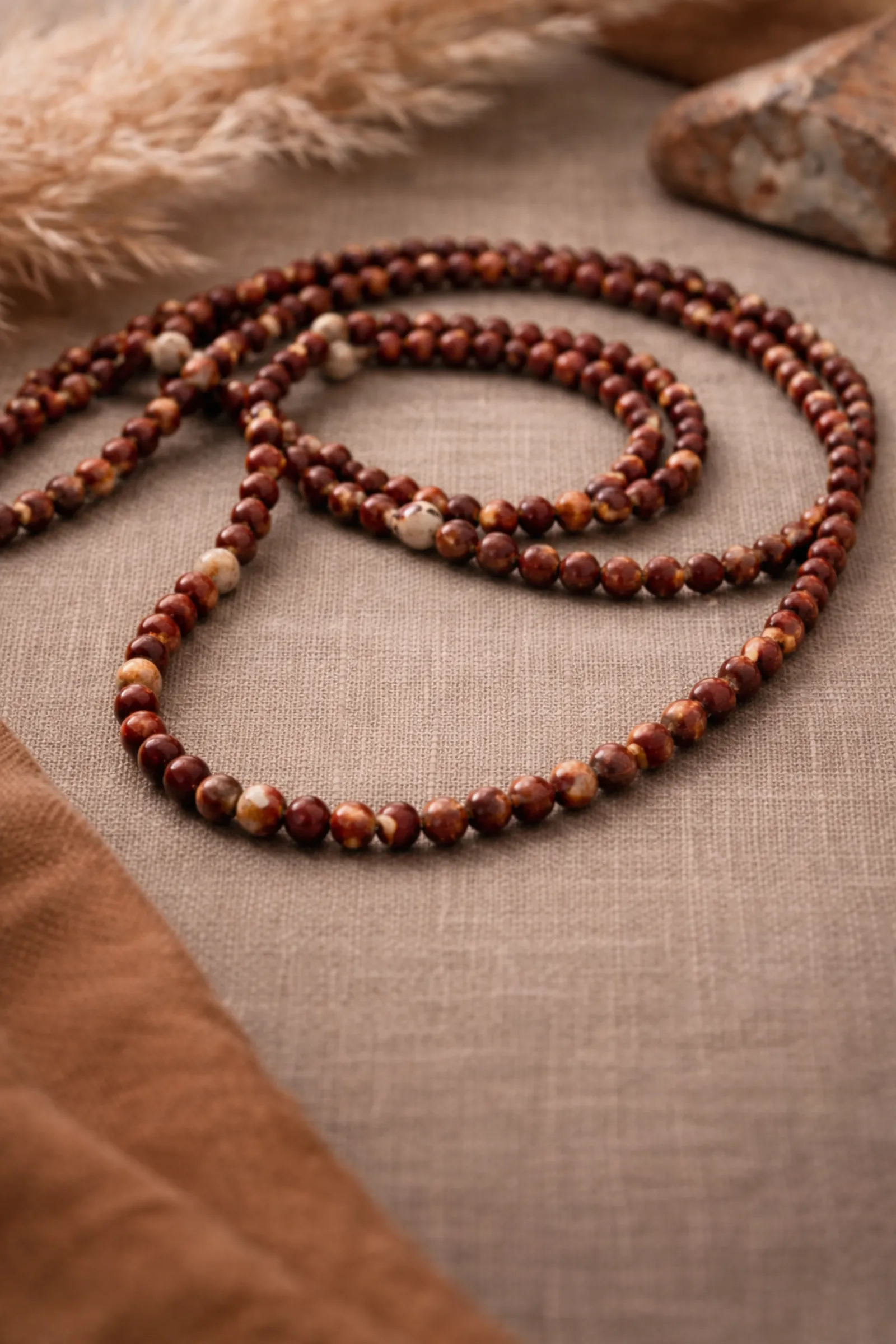 Root Flame – Brecciated Jasper Beaded Necklace Bracelet - Image 3